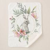 Pasen Bunny Floral Sherpa Deken (Voorkant)