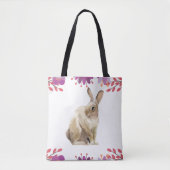 Pasen Bunny Floral Tote Bag (Voorkant)