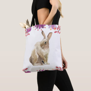 Pasen Bunny Floral Tote Bag
