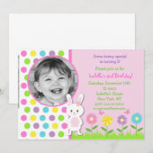 Pasen Bunny Foto Verjaardag Uitnodigingen (Voorkant / Achterkant)