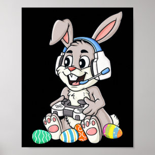 Pasen Bunny Gamer Leuke Eieren Gaming Peuter Jonge Poster
