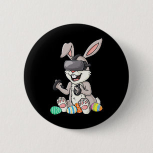Pasen Bunny Gamer Leuke Eieren Gaming Peuter Jonge Ronde Button 5,7 Cm
