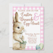 Pasen Bunny Gingham Easter Brunch & Egg Hunt Pink Kaart (Voorkant)