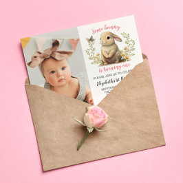 Pasen Bunny Girl Photo Birthday Invitation Postc Briefkaart