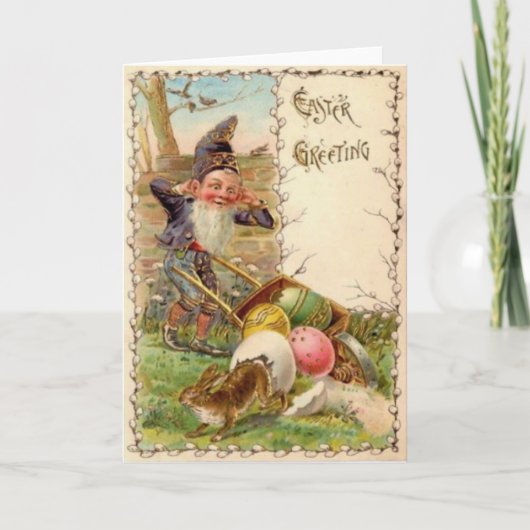 Pasen Bunny Gnome Gnoome Gepiltreerde Eieren Feestdagen Kaart (Voorkant)