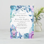 Pasen Bunny Gnome Paars Blue Peony Baby shower Kaart (Staand voorkant)