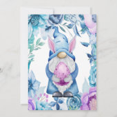 Pasen Bunny Gnome Paars Blue Peony Baby shower Kaart (Achterkant)