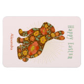 Pasen Bunny Gold Floral Colorful Personated Magneet (Horizontaal)