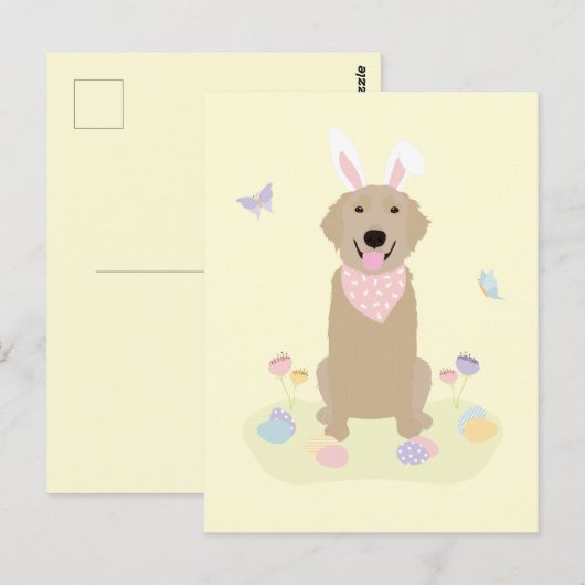 Pasen Bunny Golden Retriever Briefkaart (Voorkant / Achterkant)
