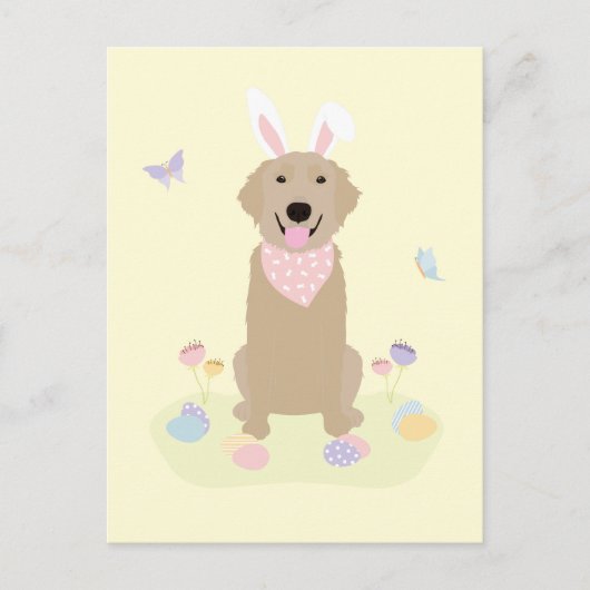 Pasen Bunny Golden Retriever Briefkaart (Voorkant)
