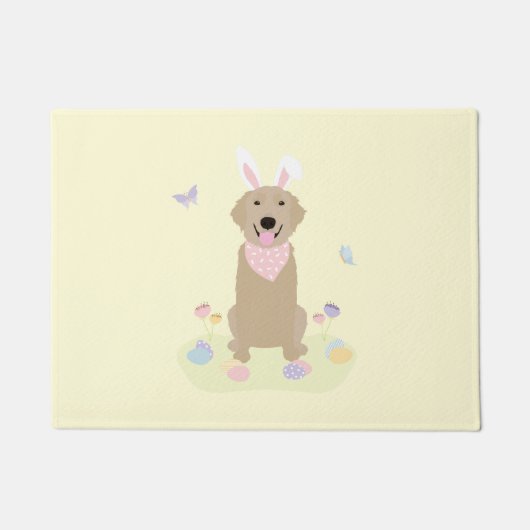 Pasen Bunny Golden Retriever Deurmat (Voorkant)