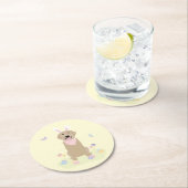 Pasen Bunny Golden Retriever Ronde Kartonnen Onderzetter (Insitu)