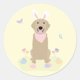 Pasen Bunny Golden Retriever Ronde Sticker