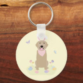 Pasen Bunny Golden Retriever Sleutelhanger (Voorkant)