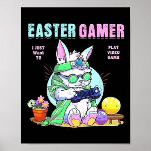 Pasen Bunny Grappige Gamer Videogame Jongens Meisj Poster