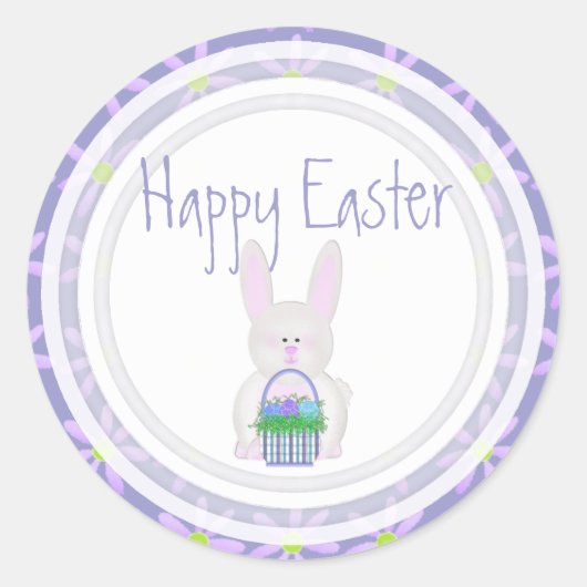 Pasen Bunny: Happy Pasen Ronde Sticker (Voorkant)