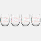 Pasen Bunny Happy Pasen Wijnglas Zonder Voet (Achterkant)
