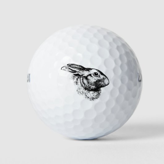 Pasen Bunny Hare Rabbit  Illustratie Golfballen (Voorkant)