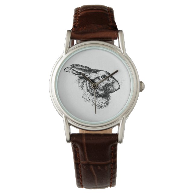 Pasen Bunny Hare Rabbit  Illustratie Horloge (Voorkant)
