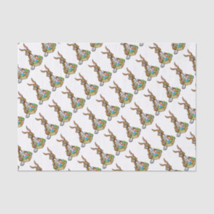 Pasen Bunny Holding eig Hunt Basket Tissuepapier