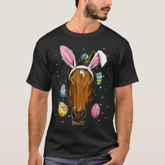 Pasen Bunny Horse Funny Easter Horse Lover T-shirt (Voorkant)