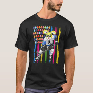 Pasen Bunny Ice Hockey Boys Girls American Flag T-shirt