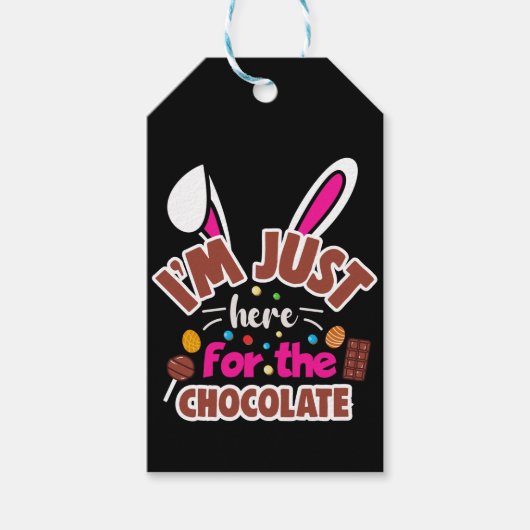 Pasen Bunny, ik ben hier voor de Chocolade. Cadeaulabel (Voorkant)