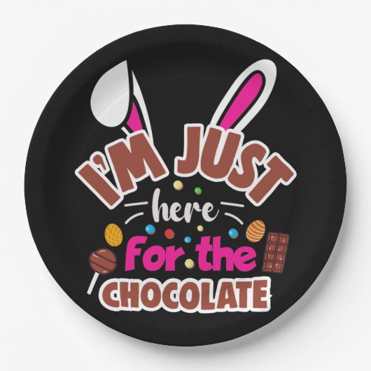 Pasen Bunny, ik ben hier voor de Chocolade. Papieren Bordje (Voorkant)
