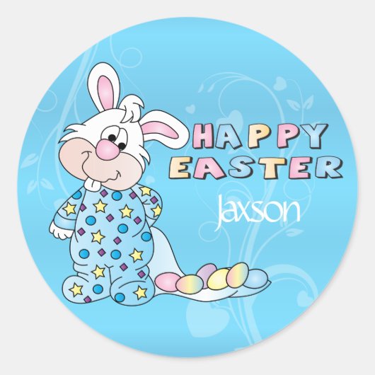 Pasen Bunny in Baby Blue Ronde Sticker (Voorkant)