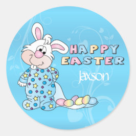 Pasen Bunny in Baby Blue Ronde Sticker