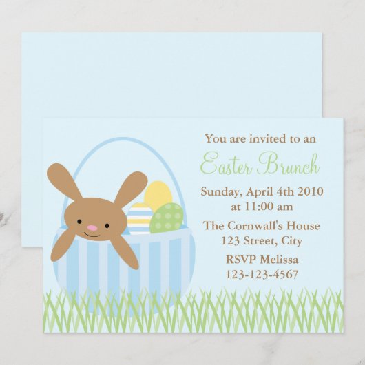 Pasen Bunny in een mandje Kaart (Voorkant / Achterkant)