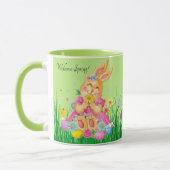 Pasen Bunny in roze lentesbloemen Gift Mok (Links)