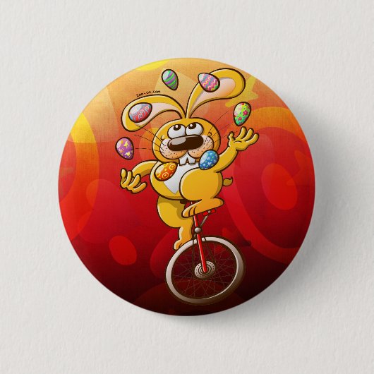 Pasen Bunny Juggling Eggs Ronde Button 5,7 Cm (Voorkant)