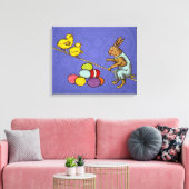 Pasen Bunny kippen eieren illustratie Canvas Afdruk (Insitu (Woonkamer))