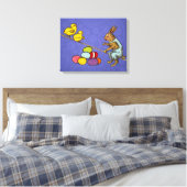 Pasen Bunny kippen eieren illustratie Canvas Afdruk (Insitu (Slaapkamer))