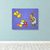 Pasen Bunny kippen eieren illustratie Canvas Afdruk (Insitu (Houten vloer))