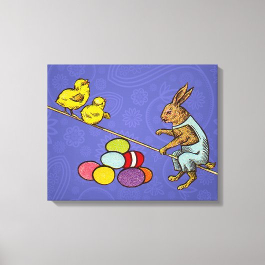 Pasen Bunny kippen eieren illustratie Canvas Afdruk (Voorkant)