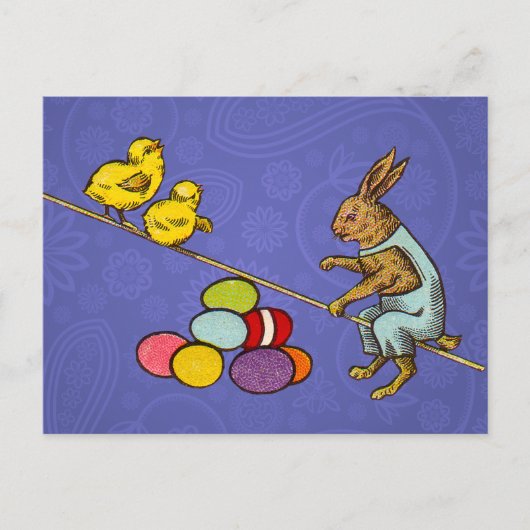 Pasen Bunny kippen eieren illustratie Feestdagenkaart (Voorkant)