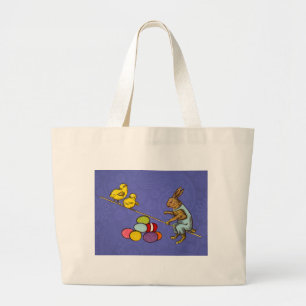 Pasen Bunny kippen eieren illustratie Grote Tote Bag