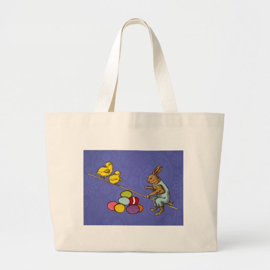 Pasen Bunny kippen eieren illustratie Grote Tote Bag (Voorkant)