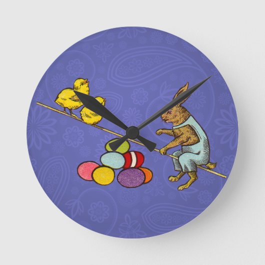 Pasen Bunny kippen eieren illustratie Ronde Klok (Voorkant)