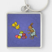 Pasen Bunny kippen eieren illustratie Sleutelhanger (Voorkant)