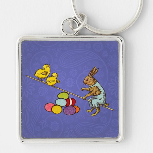 Pasen Bunny kippen eieren illustratie Sleutelhanger (Voorkant)