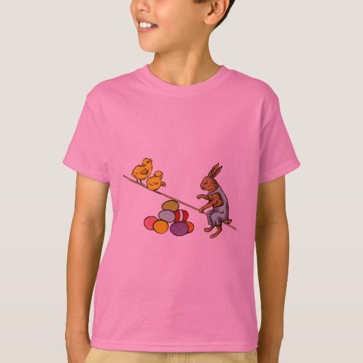 Pasen Bunny kippen eieren illustratie T-shirt (Voorkant)
