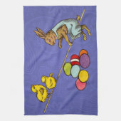 Pasen Bunny kippen eieren illustratie Theedoek (Verticaal)