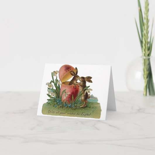 Pasen Bunny Kiss Vintage Feestdagen Kaart (Voorkant)