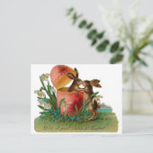 Pasen Bunny Kiss Vintage Feestdagenkaart (Staand voorkant)