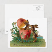 Pasen Bunny Kiss Vintage Feestdagenkaart (Voorkant / Achterkant)