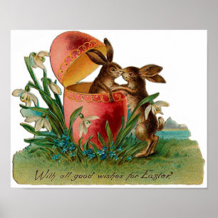 Pasen Bunny Kiss Vintage Poster