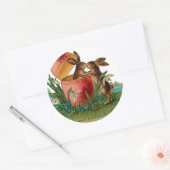 Pasen Bunny Kiss Vintage Ronde Sticker (Envelop)